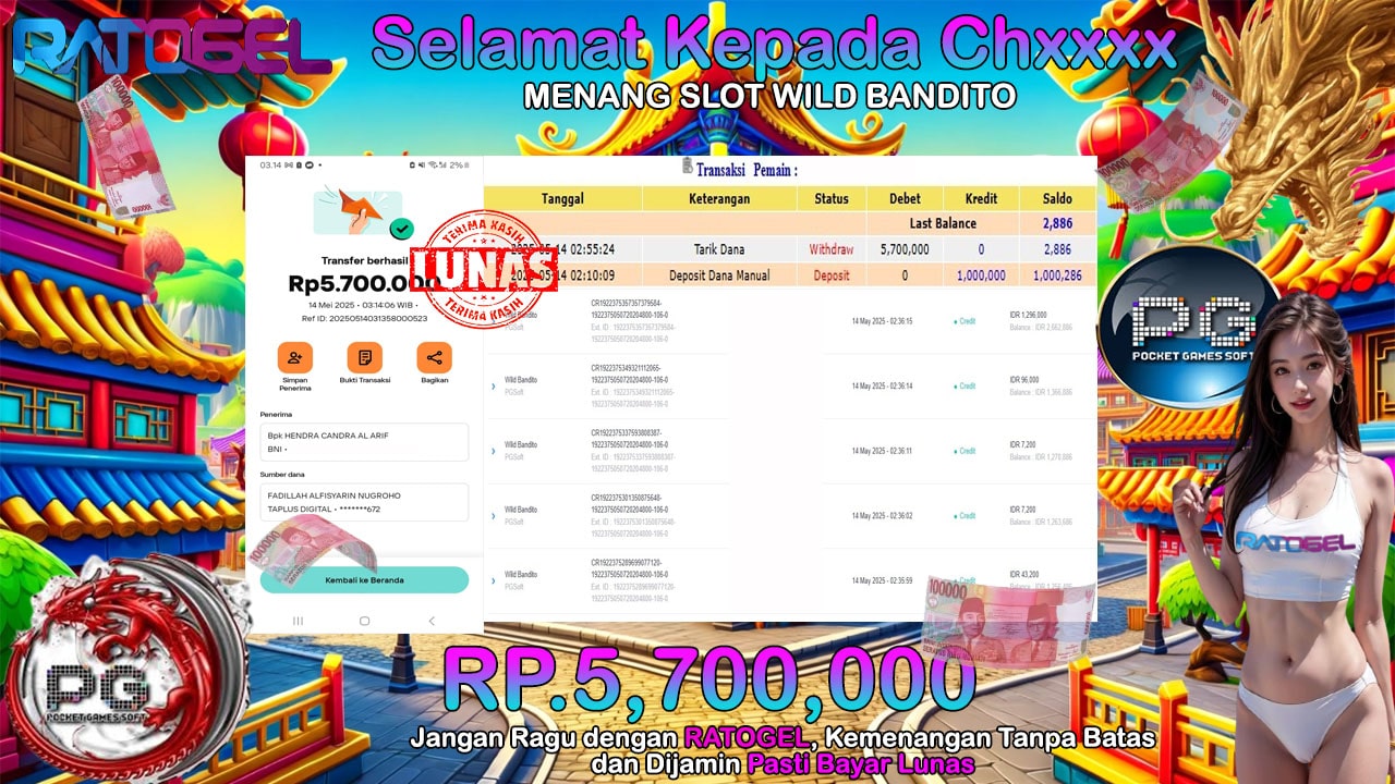 BUKTI JACKPOT SLOT WILD BANDITO TERPERCAYA DI INDONESIA TGL 14-05-2025