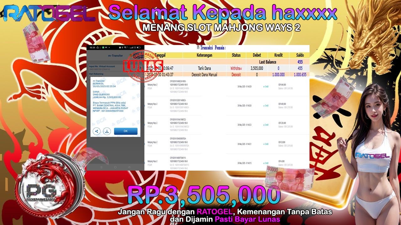 BUKTI JACKPOT SLOT MAHJONG WAYS 2 TERPERCAYA DI INDONESIA TGL 30-05-2025