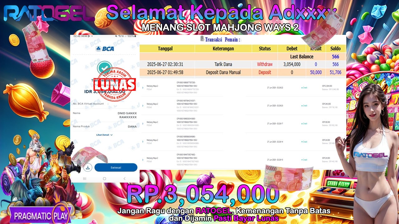 BUKTI JACKPOT SLOT MAHJONG WAYS 2 TERPERCAYA DI INDONESIA TGL 27-06-2025
