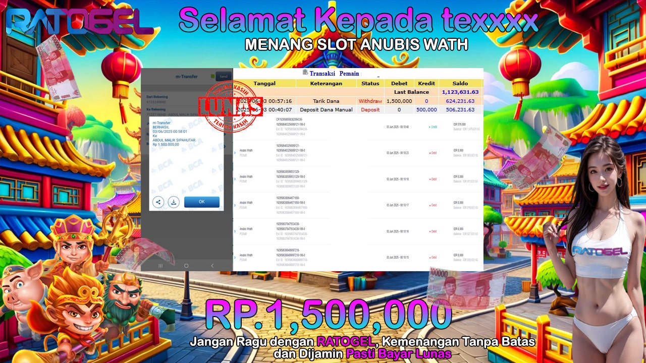 BUKTI JACKPOT SLOT ANUBIS WATH TERPERCAYA DI INDONESIA TGL 03-06-2025