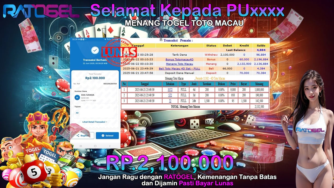 BUKTI JACKPOT TOGEL TOTO MACAU TERPERCAYA DI INDONESIA TGL 22-06-2025