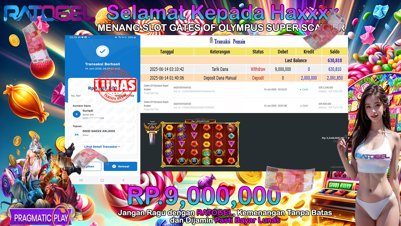 BUKTI JACKPOT GATES OF OLYMPUS SUPER SCATTER TERPERCAYA DI INDONESIA TGL 14-06-2025