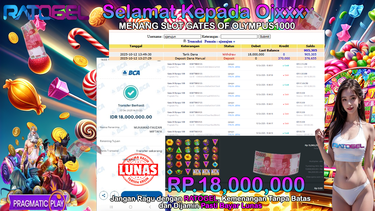 BUKTI JACKPOT SLOT GATES OF OLYMPUS 1000 TERPERCAYA DI INDONESIA TGL 12-10-2025