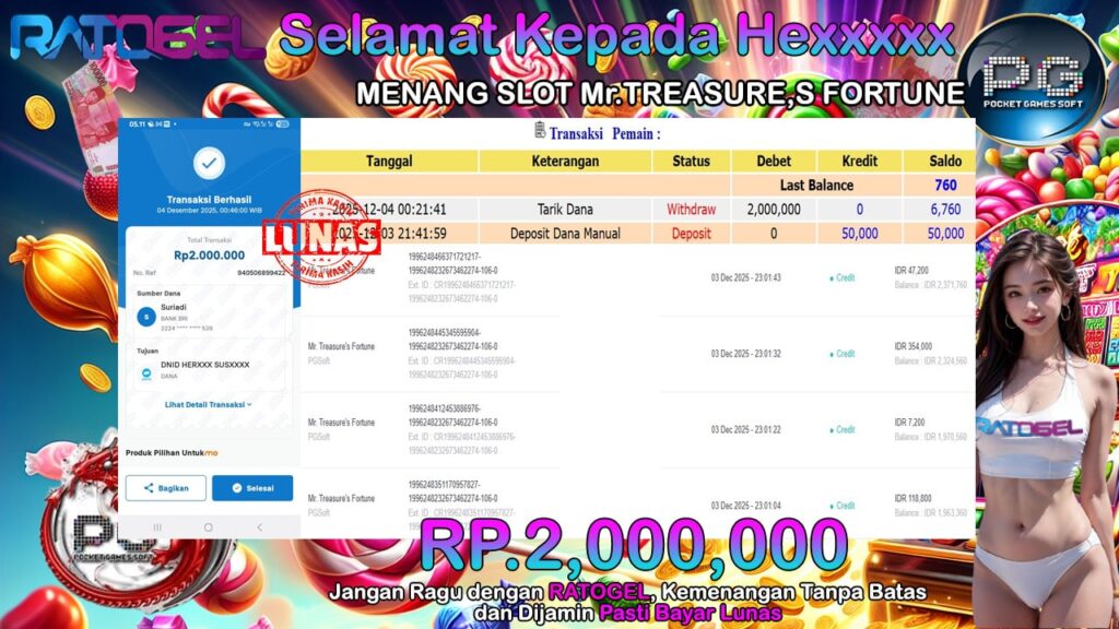 BUKTI JACKPOT SLOT MR.TREASURE FORTUNE TERPERCAYA DI INDONESIA TGL 04-12-2025