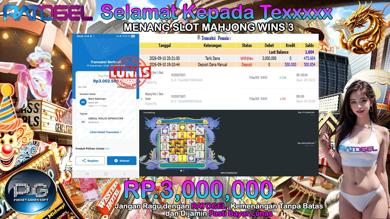 BUKTI JACKPOT SLOT MAHJONG WINS 3 TERPERCAYA DI INDONESIA TGL 10-09-2026