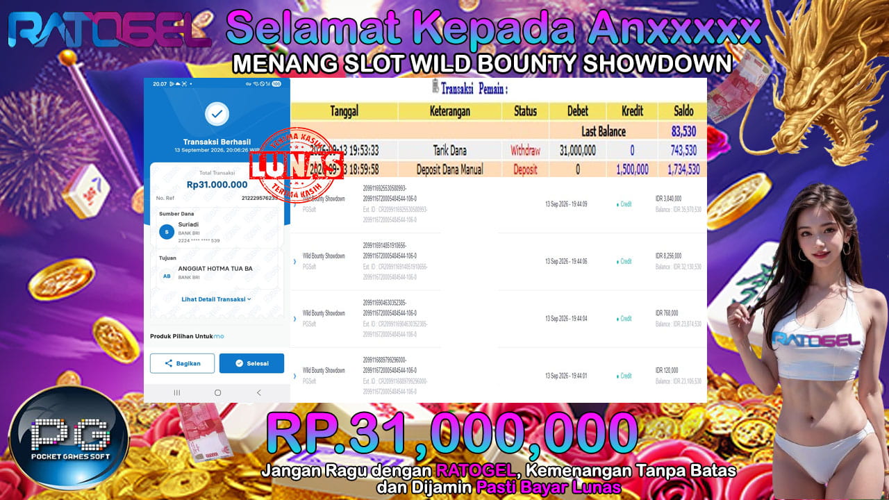 BUKTI JACKPOT SLOT WILD BOUNTI SHOWDOWN TERPERCAYA DI INDONESIA TGL 13-09-2026