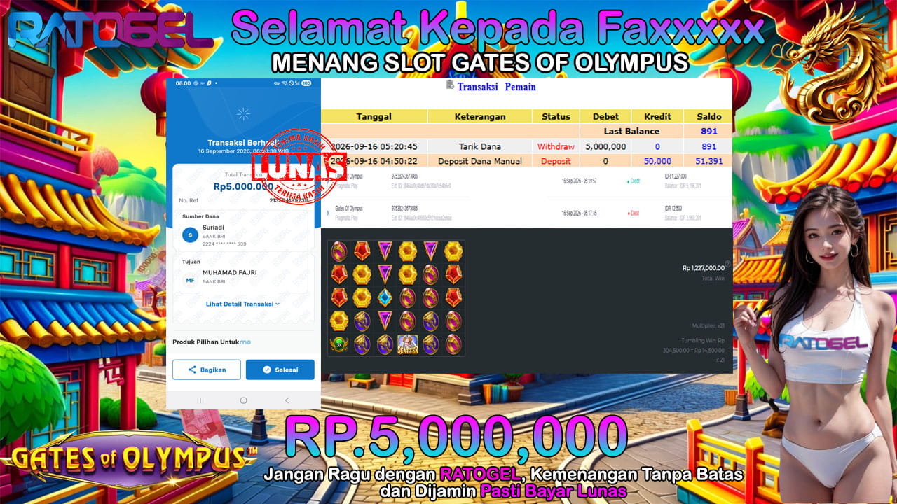BUKTI JACKPOT SLOT GATES OF OLYMPUS 1000 TERPERCAYA DI INDONESIA TGL 16-09-2026