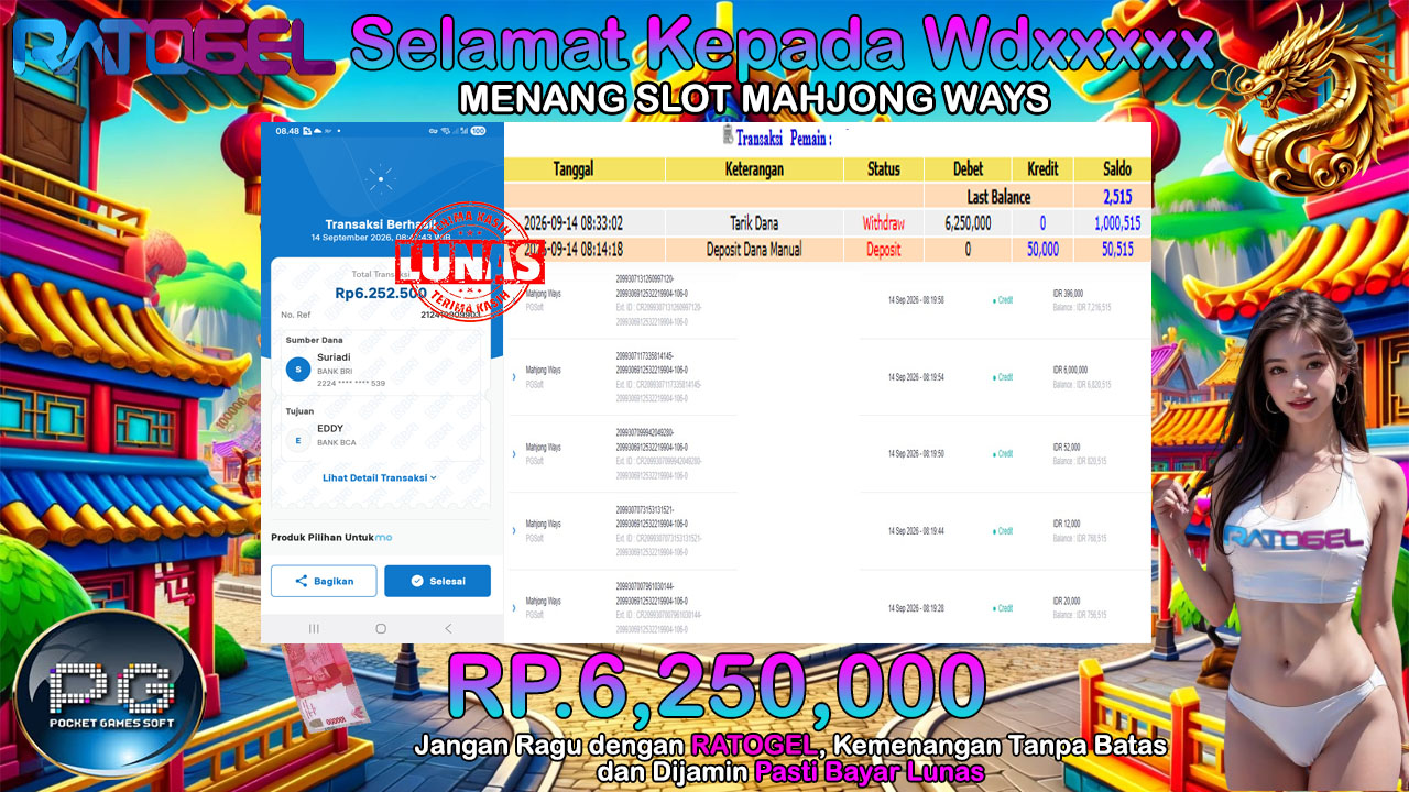 BUKTI JACKPOT SLOT MAHJONG WAYS TERPERCAYA DI INDONESIA TGL 14-09-2026