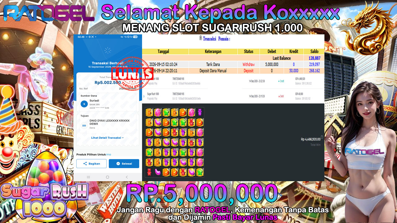 BUKTI JACKPOT SLOT SUGAR RUSH 1.000 TERPERCAYA DI INDONESIA TGL 15-09-2026