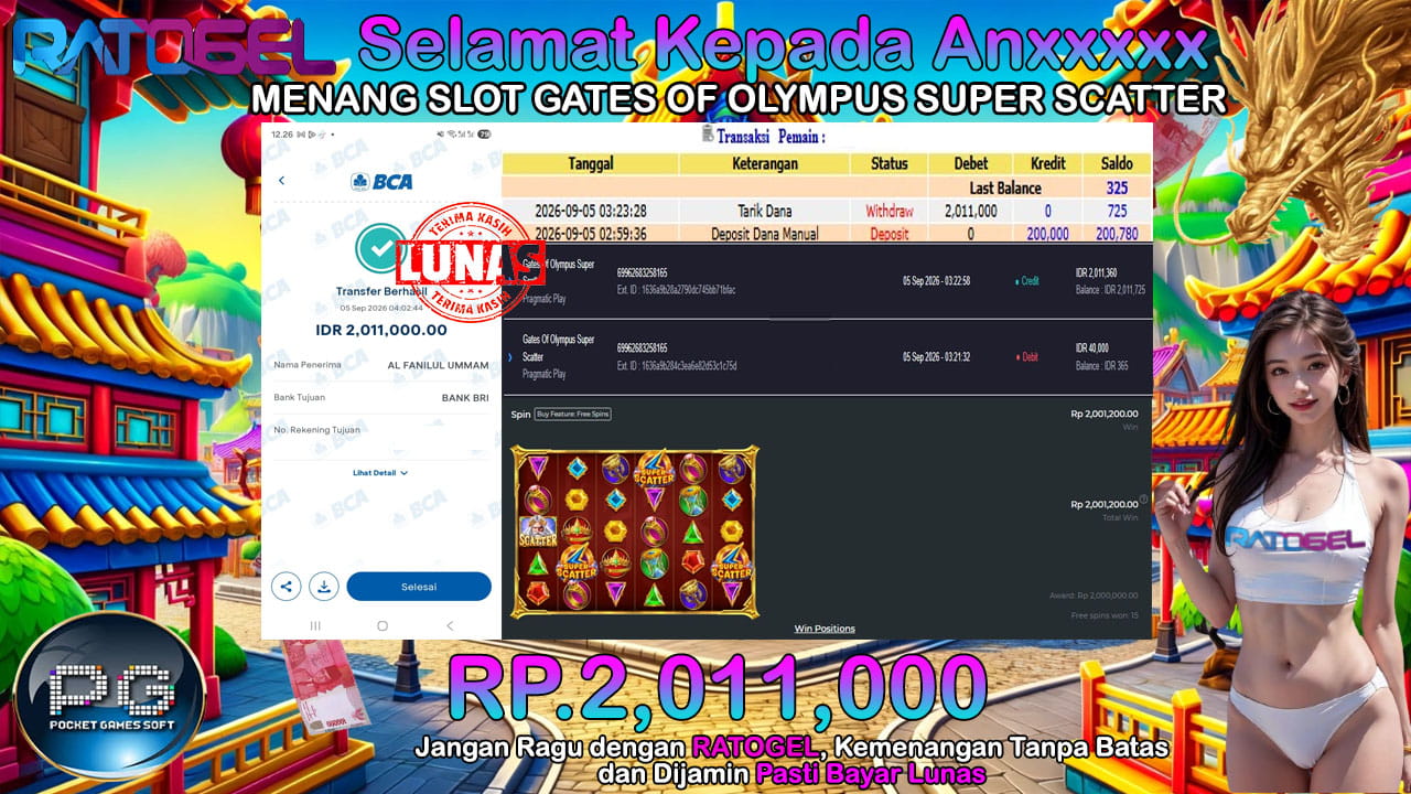 BUKTI JACKPOT SLOT GATES OF OLYMPUS SUPER SCATTER TERPERCAYA DI INDONESIA TGL 05-09-2026