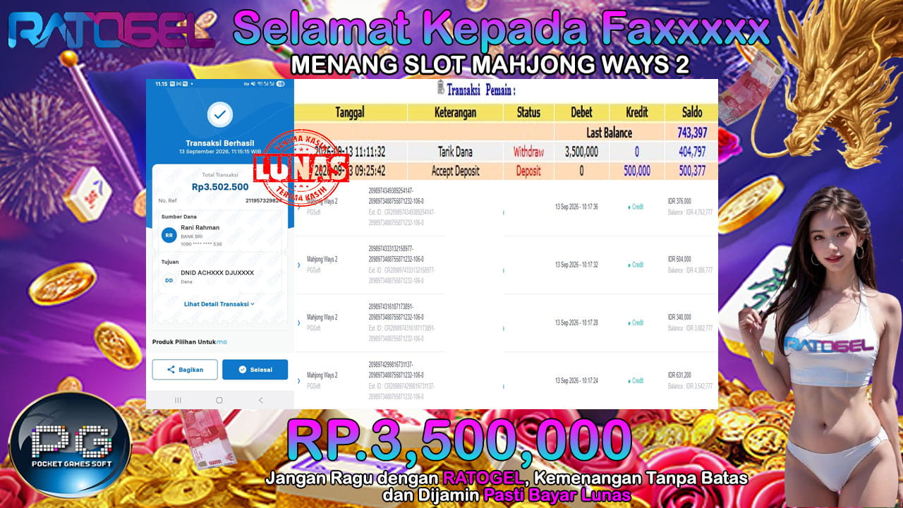 BUKTI JACKPOT SLOT MAHJONG WAYS 2 TERPERCAYA DI INDONESIA TGL 13-09-2026